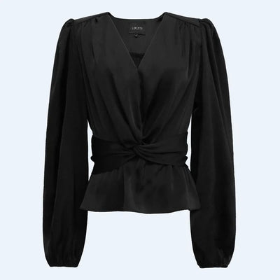 TIKI-LS-TWIST-BLOUSE - BLACK