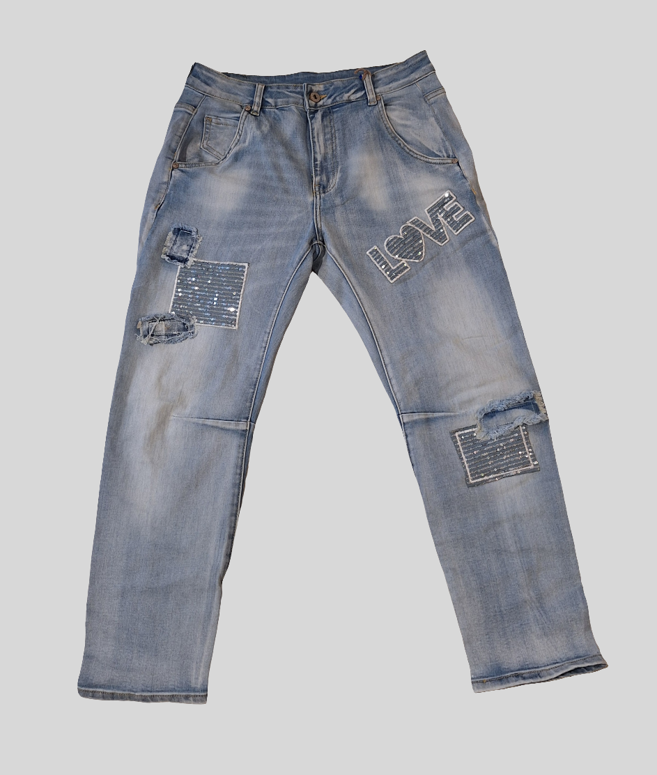 Boho Love Jeans Med Palietter - Denim