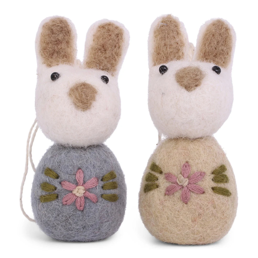 Hare sæt med blomster til ophæng - blå/sand