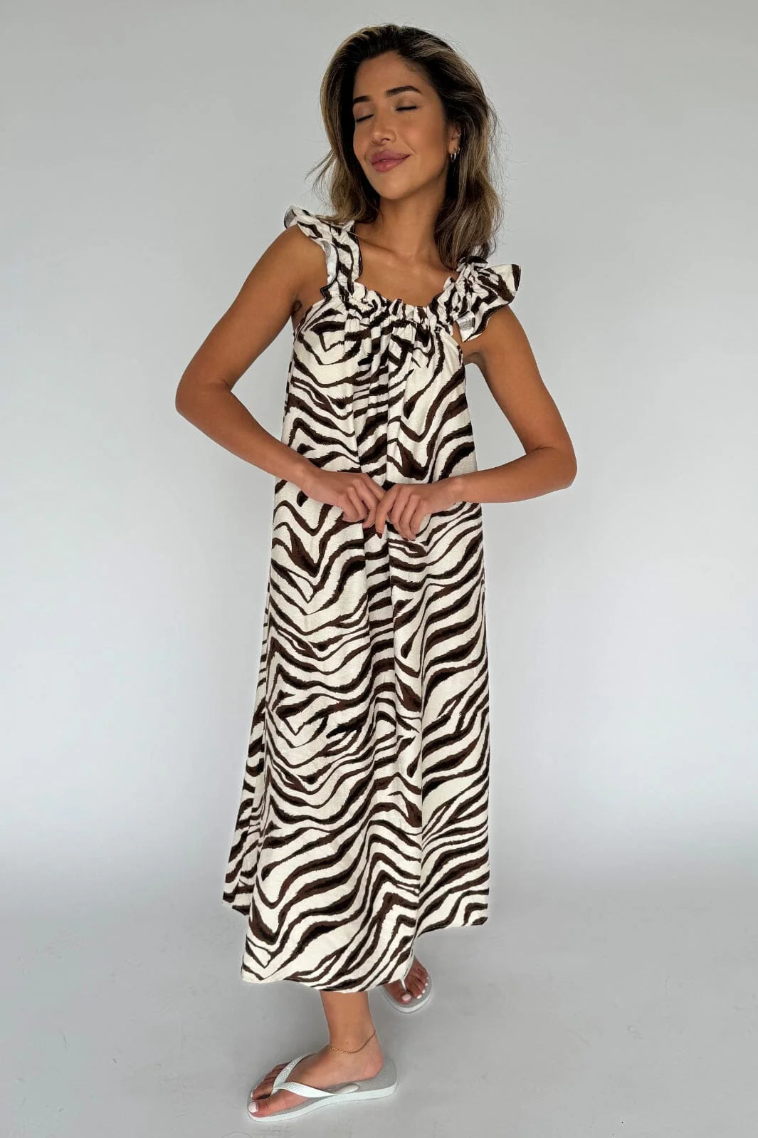 Continue Sasha Zebra Dress - Brun
