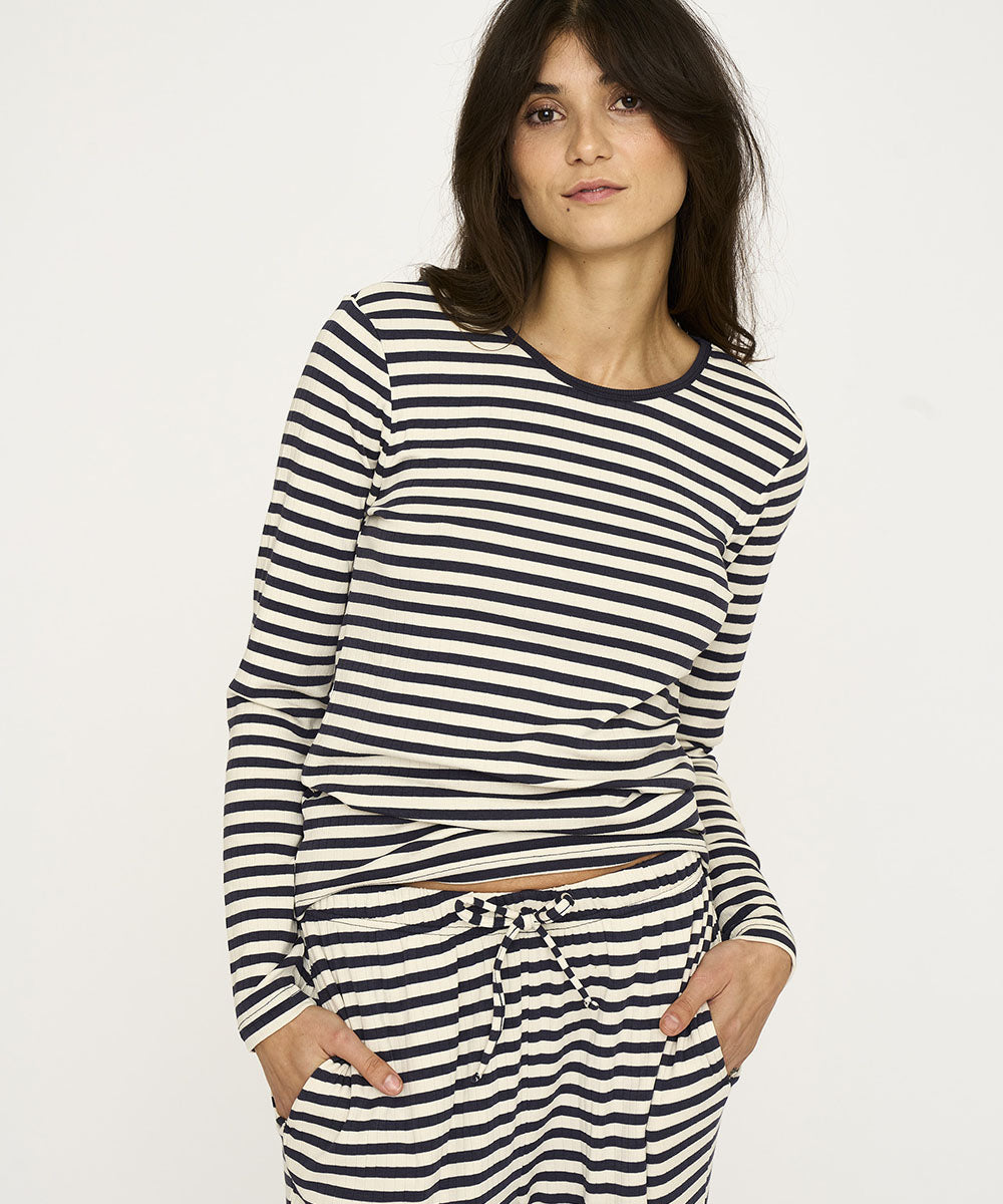JBS of Denmark Ribbed Ls Tee - Blå