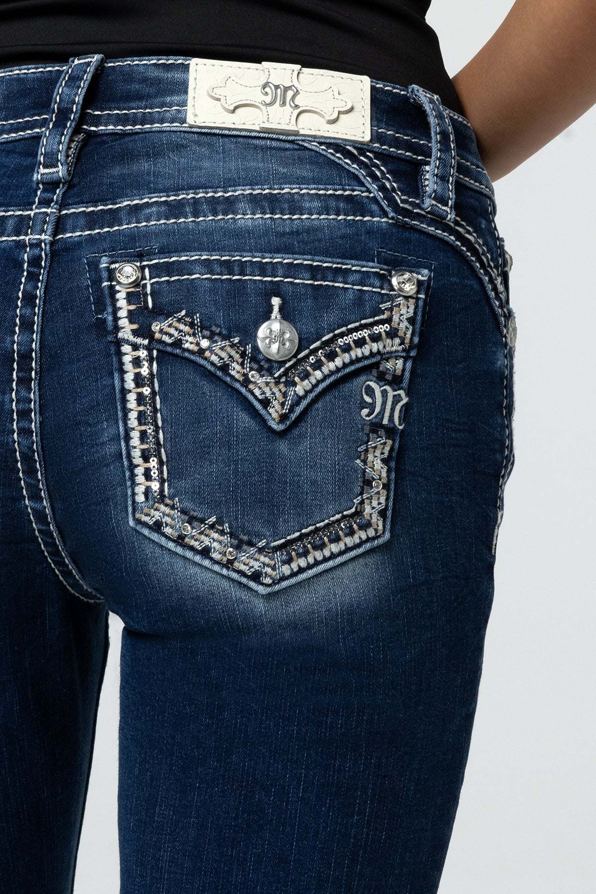 Miss Me Graphite Stitched Bootcut Jeans
