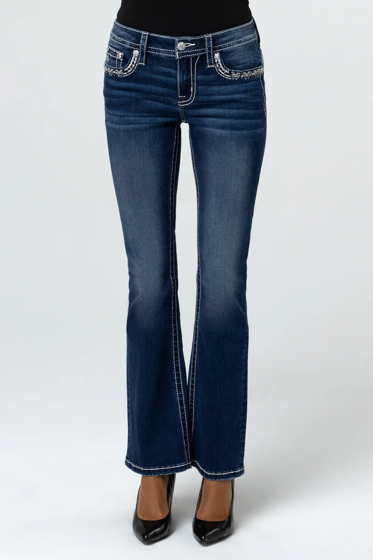 Miss Me Graphite Stitched Bootcut Jeans