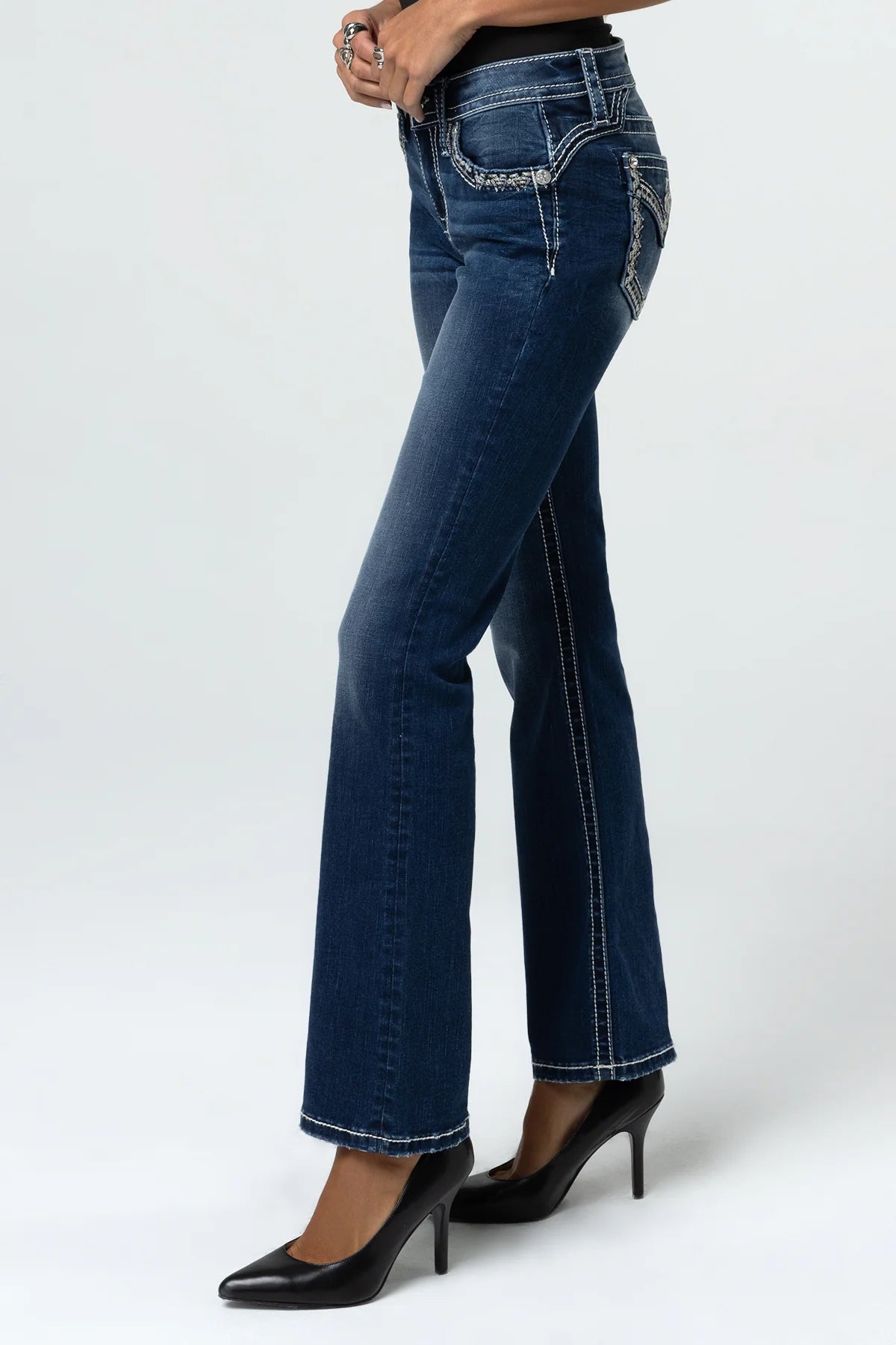 Miss Me Graphite Stitched Bootcut Jeans