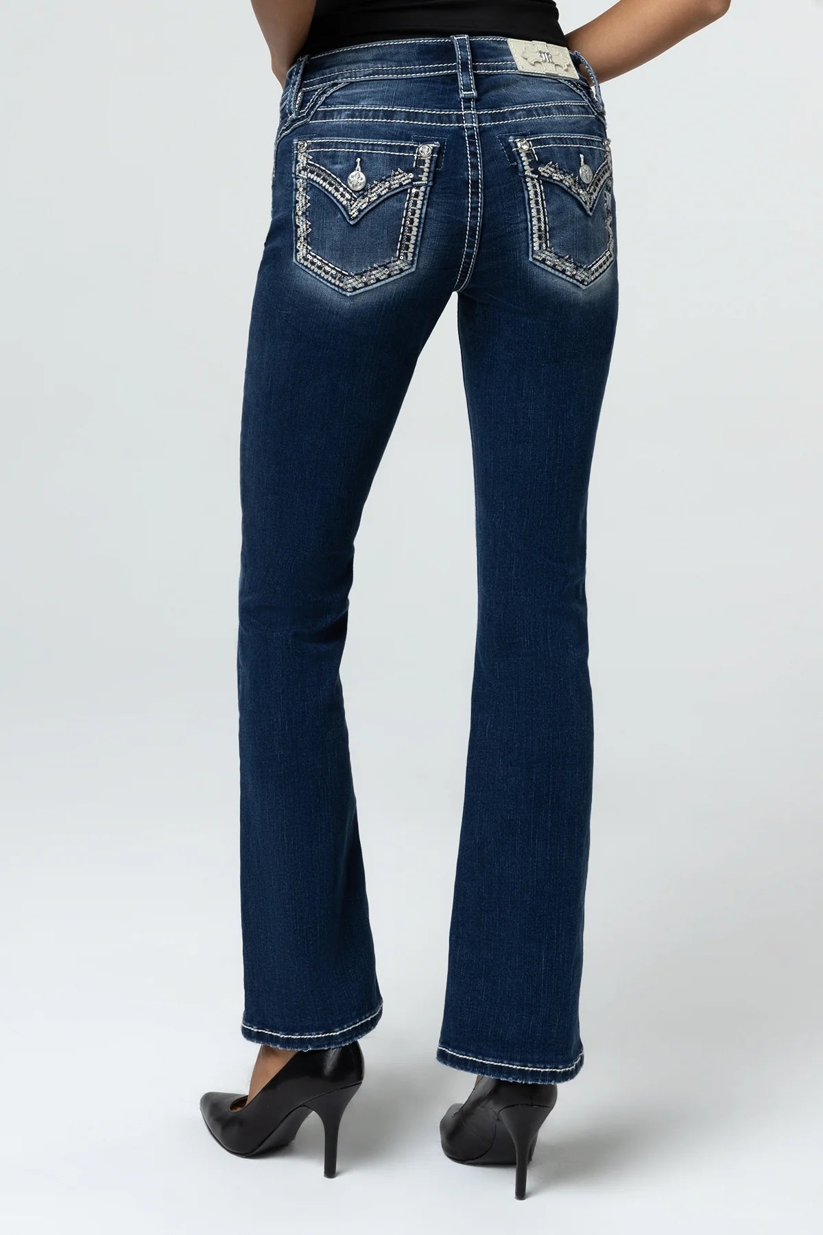 Miss Me Graphite Stitched Bootcut Jeans