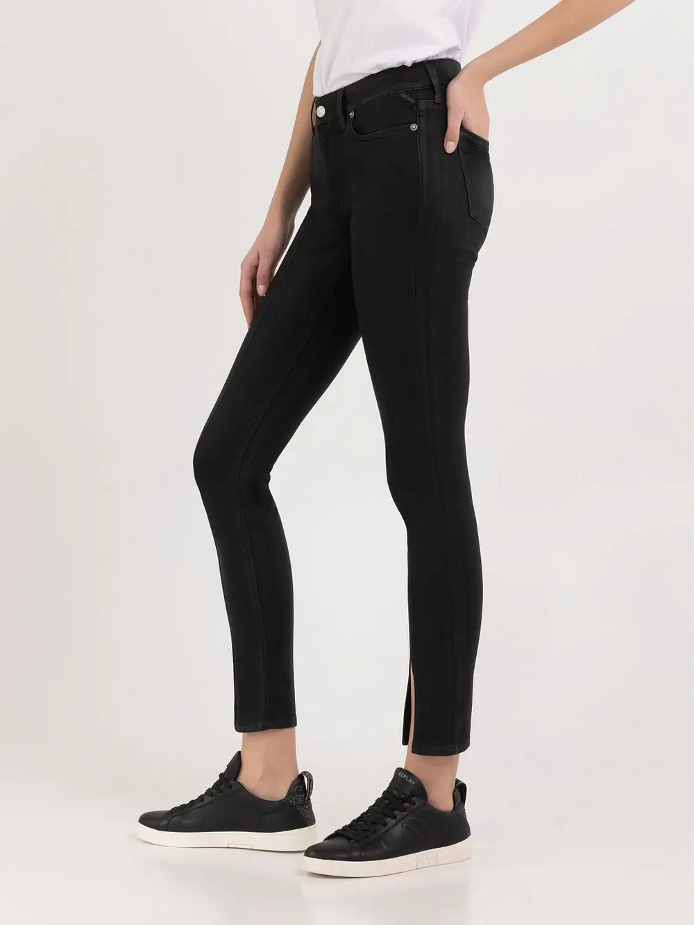replay, skinny jeans, i farven sort, med split 
