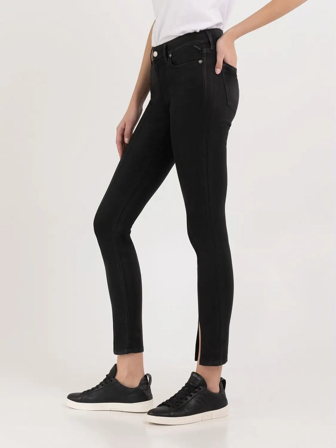replay, skinny jeans, i farven sort, med split 