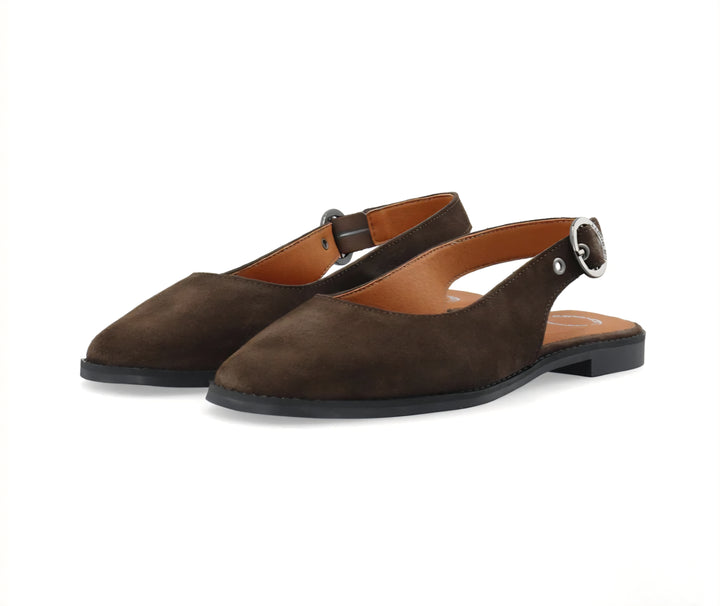 Cashott Diana Sling Back Suede - Brun