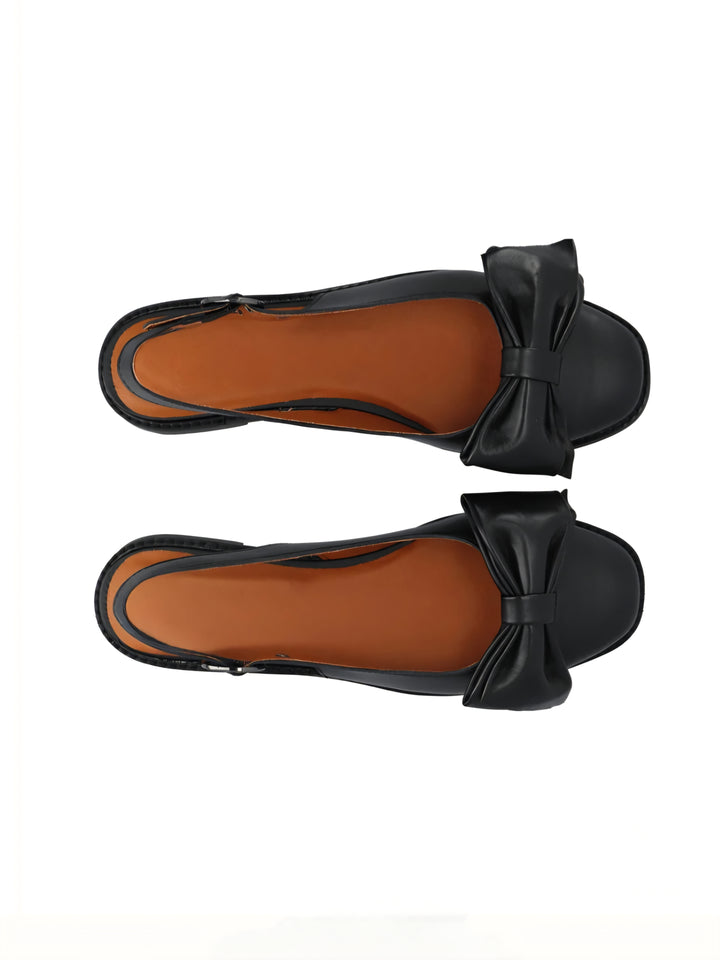 Cashott Diana Bow Slingback Soft leather - Sort