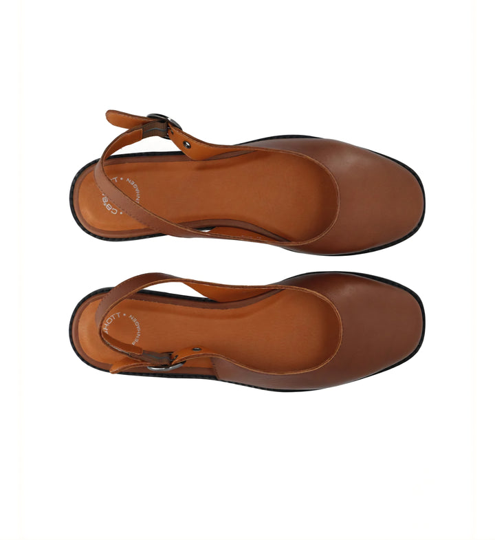 Cashott Diana Sling Back Leather - Cognac
