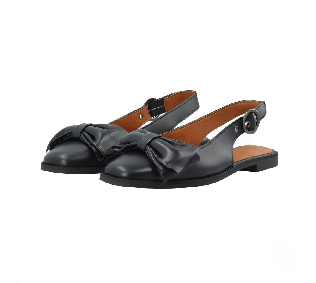 Cashott Diana Bow Slingback Soft leather - Sort