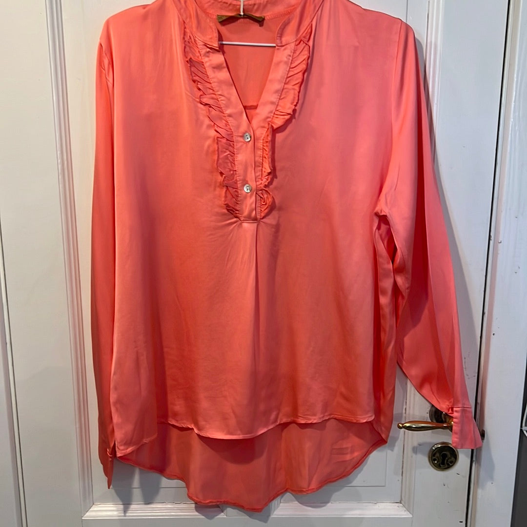 Skjorte med flæse - Coral